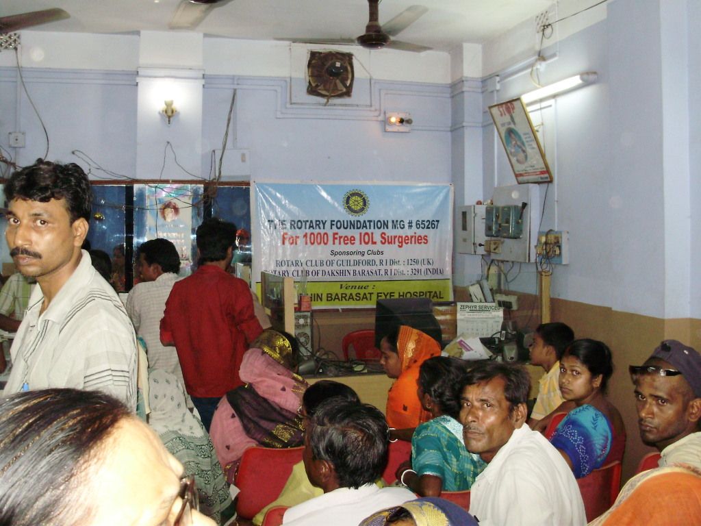 This busy Rotary Eye Clinic waiting room processes many day patients who are there for either assessment, treatment, or for the supply of spectacles.
