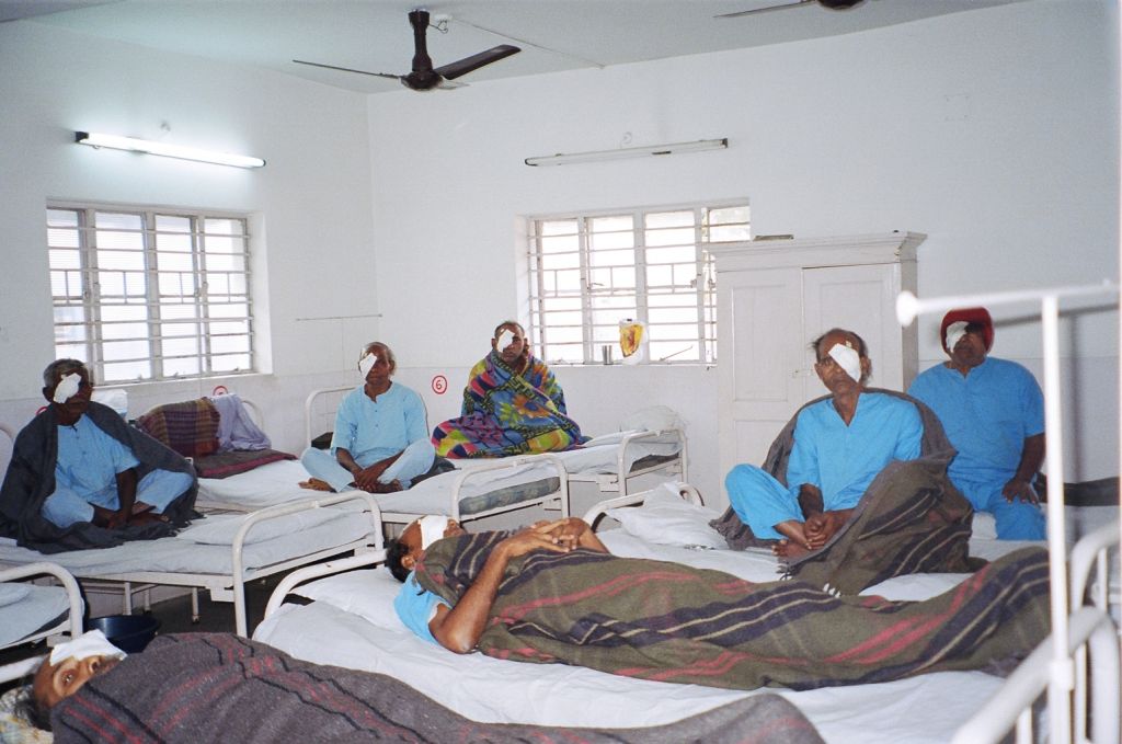 A number of patients recover after their operation in a ward of one of the Rotary Eye Hospitals
